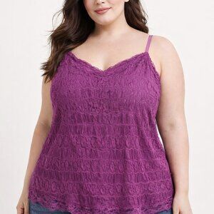Plus Size Purple  Lace Babydoll Tank Camisole Top Size 4 Torrid /4X